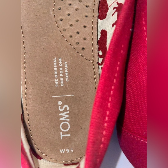 Toms Red Alpargata Canvas Flats Shoes 9.5 - Picture 5 of 7